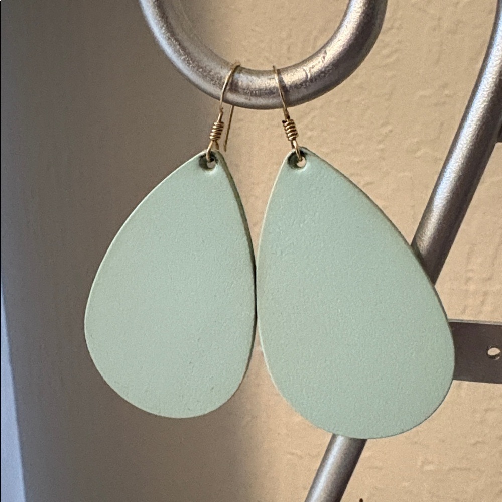 Nickel & Suede Turquoise Teardrop Earring